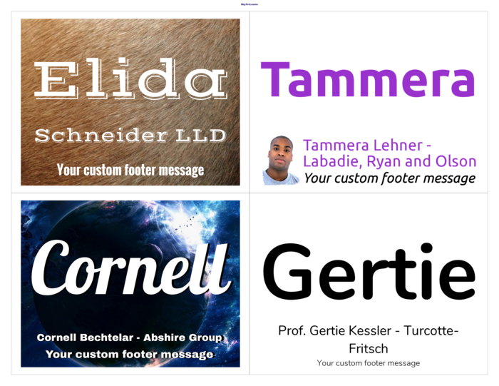 nametag name badge landscape template for MyBadges.com B-4P Compatible Template