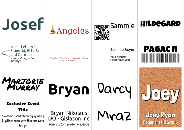 nametag name badge landscape template for EziTag systems INS10574W Compatible Template