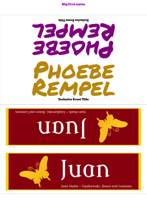 nametag name badge template for Place Cards DECAdry OCB 5107 Compatible Template