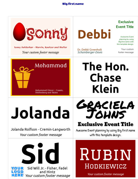 nametag name badge template for PC Nametag Classic Paper Name Tag Insert 4&quot; x 2.5&quot; N8MPWB Compatible Template