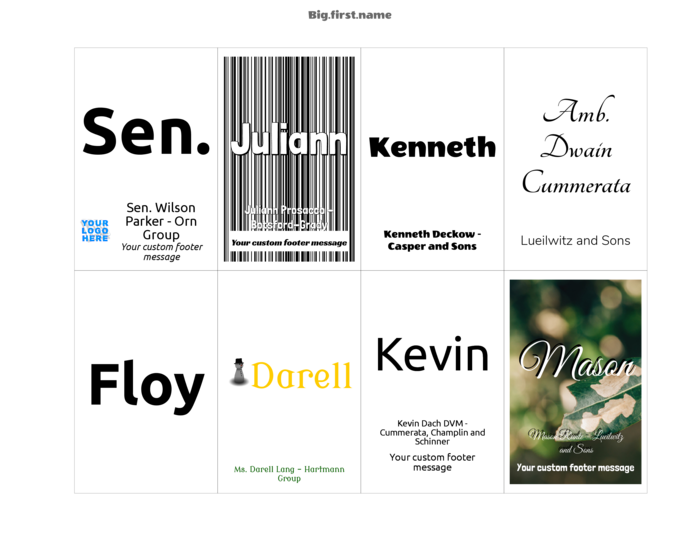 nametag name badge landscape template for Very 5383, 5390, 74461, 74549, 74556  and pc, nametag N8SWB Compatible Template