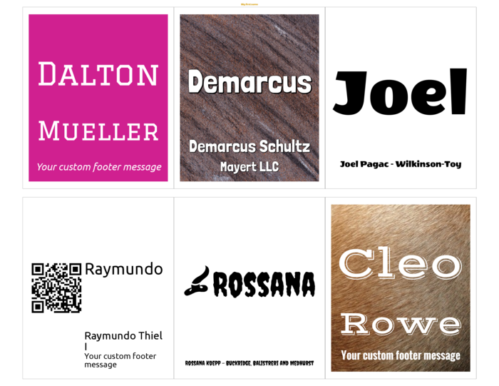 nametag name badge landscape template for Very 5164, 5264, 5664, 6464, 8164, 8254, 8464 Compatible Template