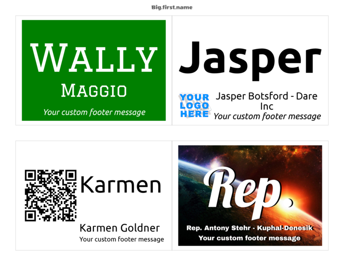 nametag name badge landscape template for Very 5168 Compatible Template