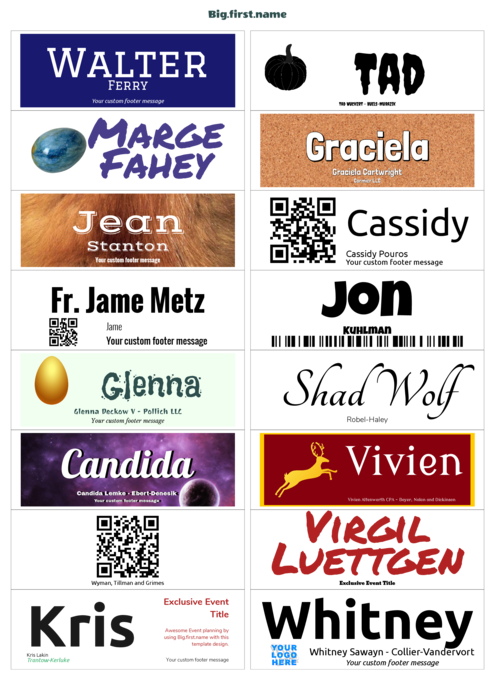 nametag name badge template for Very L7162, J8162 Compatible Template