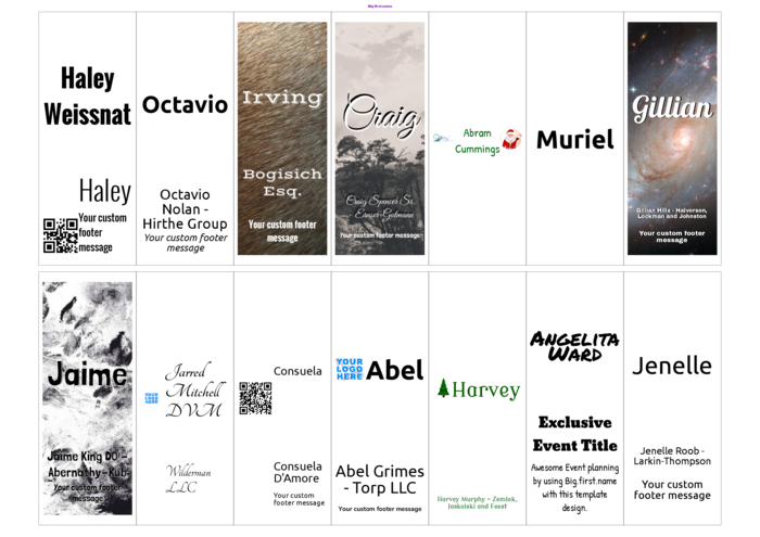 nametag name badge landscape template for Very L7163, J8163 Compatible Template