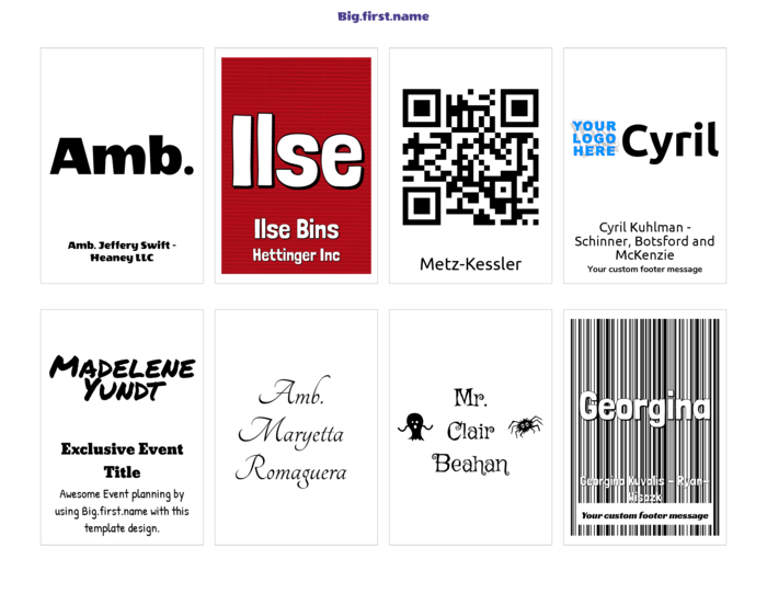 nametag name badge landscape template for Very 5395, 8395, 45395, 42395, 48395, 88395, 85395, 15395, 25395 Compatible Template